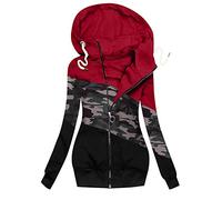 Damen Jacke Herbst Strickpullover Damen Lang Kurzmantel Damen Übergang Frauen Elegant Einfarbig Rollkragen Langarm Zipper Sweatjacke Mit Taschen Slim Fit Full Zip Hoodie Mit Daumenloch (2-Red, M)