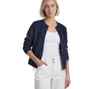 Cardigan STREET ONE, Damen, Gr. 44, blau (schwarzest blau), Stoff, 70% Polyester, 25% Viskose, 5% Elasthan, unifarben, comfort fit normal, Rundhals, Bündchen, Strickjacken, mit Rundhalsausschnitt (245
