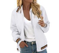 Damen Jacke Übergang Übergangsjacken Blusenjacke Zipper Sommermantel College Leicht Damenbekleidung Langarm 90Er Bunt Sweatjacke Herbstjacke Damenjacken Festival Womens Jacken Hemdjacke Schwarz M-4XL
