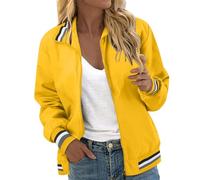 Damen Jacke Übergang Übergangsjacken Blusenjacke Zipper Sommermantel College Leicht Damenbekleidung Langarm 90Er Bunt Sweatjacke Herbstjacke Damenjacken Festival Womens Jacken Hemdjacke Schwarz M-4XL