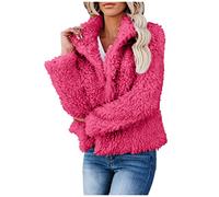 Damen-Jacken Frauen Plus Größe Kapuzen Sweatshirt Mantel Winter Warm Knopf Taschen Mantel Jacke Outwear Dirndl Top (Red, L)