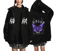 Damen Jacken Übergangsjacken Große Größen Damen Big Sweat Shirts Langarm Hoodie Top Gothic Zip Lace Up Sweatshirt mit Taschen Langarm Sweatshirt Gelb Kapuzenjacke Damen Mit Aufdruck