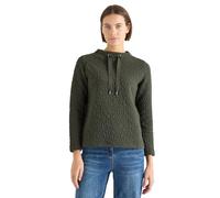 Langarmshirt CECIL, Damen, Gr. XXL (46), raw khaki, Web, 78% Baumwolle, 20% Polyester, 2% Elasthan, gemustert, comfort fit normal, hoch geschlossener Ausschnitt, normaler Saum, Shirts Langarmshirt, mi