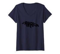 Damen Jamaika-Karte T-Shirt mit V-Ausschnitt