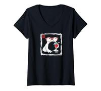 Damen Japanischer mürrischer Frosch Unbeeindruckt Strand Sommerurlaub T-Shirt mit V-Ausschnitt