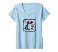 Damen Japanischer mürrischer Frosch Unbeeindruckt Strand Sommerurlaub T-Shirt mit V-Ausschnitt