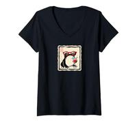 Damen Japanischer mürrischer Frosch Unbeeindruckt Strand Sommerurlaub T-Shirt mit V-Ausschnitt