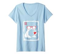 Damen Japanischer mürrischer Frosch Unbeeindruckt Strand Sommerurlaub T-Shirt mit V-Ausschnitt