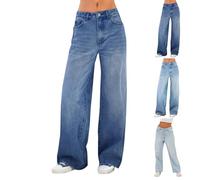 Damen Jeans Schwarz Wide Leg Jeans Baggy Weite Hose High Waist Jeanshose Weites Bein Gerade Hosen Frauen Mädchen Streetwear Y2K Clothes Urlaub Must Haves