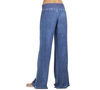 Damen-Jeanshose, breit, schmal, hohe Taille, Sommerhose, elastisch, modisch, gerade, locker, bequem, Baggy, für Arbeit, Yoga, Fitness, Tanz, lässig, locker, blau, 52