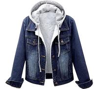 damen jeansjacke gefüttert kapuze - jeans jacken für damen oversize - jeansjacke damen stretch große größen - Jeansjacken übergangsjacke parka mädchen teenager kurz langarm locker mädchen teenager