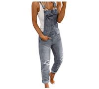 Damen Jeanslatzhose Latzhose Jeans Oversize Sommer Jumpsuit Träger Drucken Overalls Frauen Baggy Lose Hose Lange Sommerhose Vintage Loose fit Overall Blumen Denim Playsuit Romper