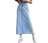 Damen-Jeansrock In A-Linie Mit Hoher Taille, Lässiger Jeansrock - Damen-Maxi-Hellblauer Langer Jeansrock, Knöchellanger Jeansrock Für Damen, Blau, L