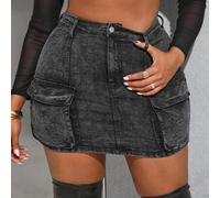 Damen-jeansrock Mit Flip-pocket In Übergröße