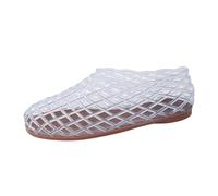 Damen Jelly Sandalen Transparente Mesh Flat Atmungsaktiv Strand Badeschuhe Wasserschuhe Hohle Ballett Sandaletten Bequem Leichte Flache Strandsandalen Rutschfest Freizeit Urlaub (White #1, 37)