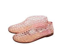 Damen Jelly Sandalen Transparente Mesh Flat Atmungsaktiv Strand Badeschuhe Wasserschuhe Hohle Ballett Sandaletten Bequem Leichte Flache Strandsandalen Rutschfest Freizeit Urlaub Schwimmbad Alltag (37)