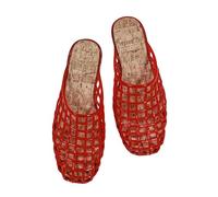 Damen Jelly Schuhe Transparente Mesh Flat Atmungsaktiv Strand Hausschuhe Hohle Ballett Sandalen Reinschlüpfen Netzstoff Bequem Geschlossene Zehen Leichte Rutschfest Urlaub Schwimmbad (Red, 37)
