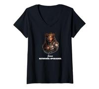 Damen Jesus Cyborg, Futuristisches Christliches Design, Jesus T-Shirt mit V-Ausschnitt
