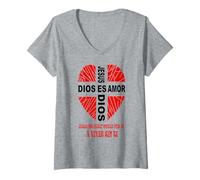 Damen Jesús EL Amor de Dios Cristo Buen Pastor Vida Eterna T-Shirt mit V-Ausschnitt