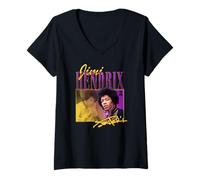 Damen Jimi Hendrix 90's Throwback Collage Vintage Band T-Shirt mit V-Ausschnitt