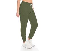 Damen Jogging Hose Jogginghose High Waist Baumwolle lang freizeithose Trainingshose Joggpants fitnesshose Jogpant stretch Sporthose Yogahose Jogger Yoga sport sexy Cargohose cargo-joggers Khaki L