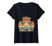 Damen Jordan Vibes Only Cute Retro Girls Jordan Name T-Shirt mit V-Ausschnitt