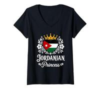Damen Jordanian Princess Jordan Flag Proud Jordanian Girl T-Shirt mit V-Ausschnitt