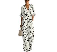 Damen Jumpsuit Elegant Sommer Kurzarm V-Ausschnitt Overall Weites Bein Romper Mit Taschen M Z White