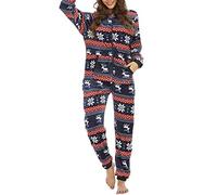 Damen Jumpsuit Teddy Fleece Einteiler Onesie Große Größe Langarm Overall Anzug Flauschig Schlafanzug Warme Strampler Lang Pyjama Bequemer Hausanzug Flauschig und Kuschelig Weich Warm (3-Multicolo, XL)