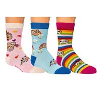 Damen Jungen Mädchen Herren Socken (6 Paar) witzig bunt (31/34 Faultier)