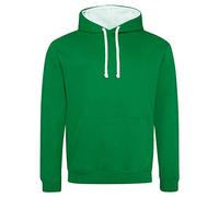 Just Hoods - Unisex Varsity Hoodie/Kelly Green/Arctic White, XXL