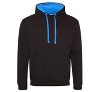 Just Hoods - Unisex Varsity Hoodie/Jet Black/Sapphire Blue, S