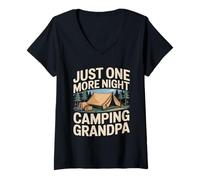 Damen Just One More Night Camping Opa Zelt Trip T-Shirt mit V-Ausschnitt