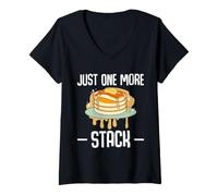 Damen Just One More Stack Funny Pancake Lover Breakfast T-Shirt mit V-Ausschnitt