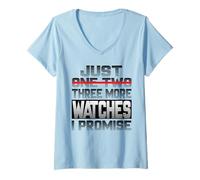 Damen Just One More Watch I Promise Armbanduhr Colle T-Shirt mit V-Ausschnitt