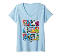 Damen Justice League DC Villain Panels T-Shirt mit V-Ausschnitt