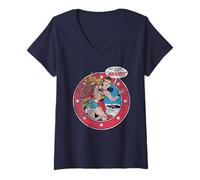 Damen Justice League Wonder Woman Vintage No Time for Naughty T-Shirt mit V-Ausschnitt