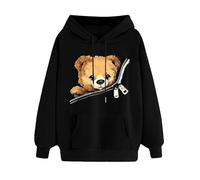 Damen-Kapuzen-Sweatshirt, bedruckt, Teddybär, Kapuzen-Sweatshirt, Oversize, Sport, lässig, Hoodie, atmungsaktiv, Pullover, Westen und Sweatshirts, Herbst, Winter, warm, Sweatshirts, Langarm-Pullover