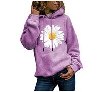 Damen Kapuzenpullove Lässige Gänseblümchen Druck Hoodie Herbst Winter Sweatshirt mit Kapuze Langarm Hoody Oberteile Lose Bequeme Kapuzenpulli Große Größen Pullover Tops Sportshirt Geschenk für Frauen