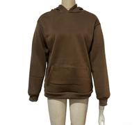 Damen Kapuzenpullover Mesh Cut-Out Langarm Sweatshirt Durchsichtig Spitze Offener Rücken Casual Oberteil Schwarz(XL Brown1)