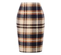 Damen Kariert Röcke Büro Rock Bleistift Figurbetont Knielang Rock Mit Plaid A Linie Hohe Taille Herbstrock Hinter Schlitz Herbst Freizeitrock Bleistiftrock Arbeitsrock Elegant Midi Röcke