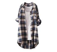 Damen Karierte Bluse Langarm Karohemd Knopfleiste Holzfäller Hemdbluse Lose Langarmshirt V-Ausschnitt Hemdjacke Tunika Für Alltag Und Oktoberfest S-3xl Schwarz Blau Rot Grün Khaki Gelb Marine