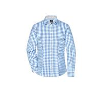 Damen Karo Bluse "JN616" - James & Nicholson Glacier-Blue/White XXL