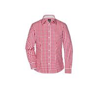 Ladies' Checked Blouse Modisches Karoshirt mit Uni-Einsätzen an Kragen und Manschette weiß/rot, Gr. XL