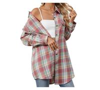 Damen Karohemd Plaid Shirts Frauen Vintage Frauen Übergroßen Elegante Jugend Für Pendler(Color2,S)