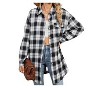 Damen Karohemd Plaid Shirts Frauen Vintage Frauen Übergroßen Elegante Jugend Für Pendler(Color4,S)