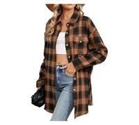 Damen Karohemd Plaid Shirts Frauen Vintage Frauen Übergroßen Elegante Jugend Für Pendler(Color8,XXL)
