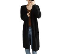 Damen Kaschmir Cardigan Casual Lang Strickcardigan Damen Sweater Jacke V-Ausschnitt Cardigan, Schwarz, XX-Large