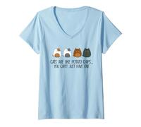 Damen Katzen sind wie Kartoffelchips, die man Nicht nur haben kann T-Shirt mit V-Ausschnitt