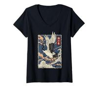 Damen Kawaii Anime Manga Otaku Samurai Japan Ramen Y2K Cyberpunk T-Shirt mit V-Ausschnitt